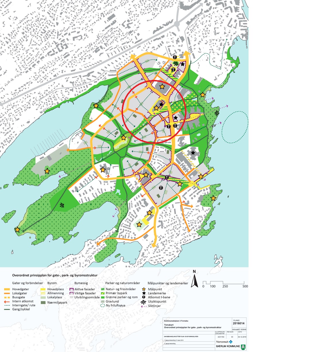 Omriss av området Flytårnet på Fornebulandet 