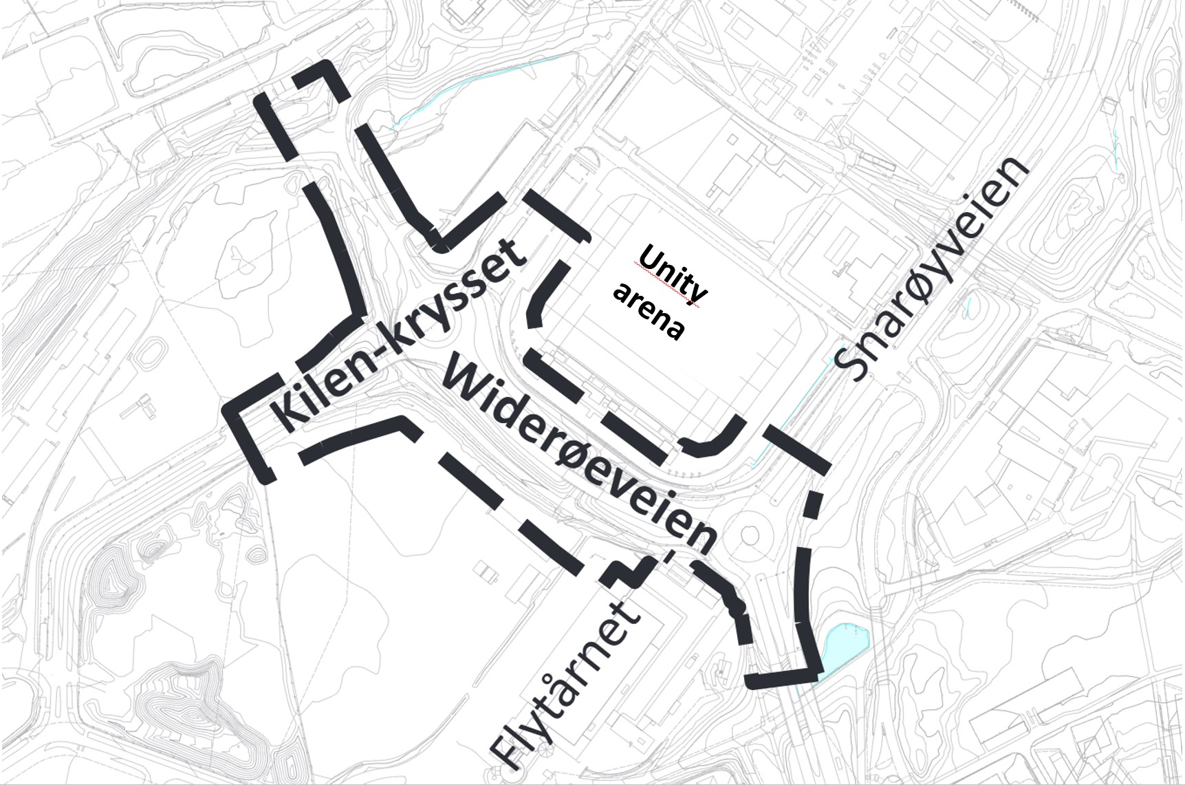 Widerøeveien og Kilenkrysset skisse