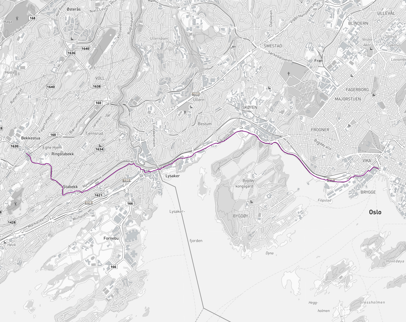 Sykkelkart - Bekkestua-sentrum-til-Raadhusplassen
